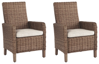 Beachcroft Outdoor Arm Chair with Cushion (Set of 2) - Beige