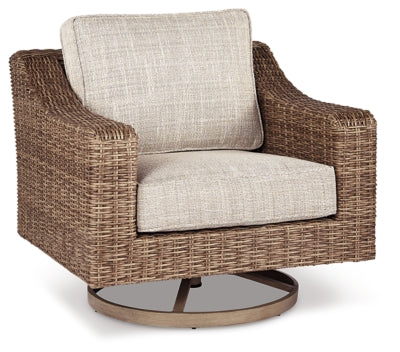 Sillón giratorio de exterior Beachcroft con cojín - Beige