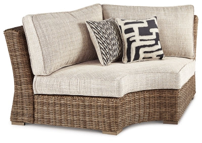 Silla de esquina curva para exteriores Beachcroft con cojín - Beige