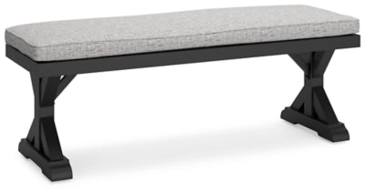 Beachcroft Outdoor Bench with Cushion - Black/Light Gray