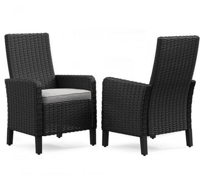 Beachcroft Outdoor Arm Chair with Cushion (Set of 2) - Black/Light Gray
