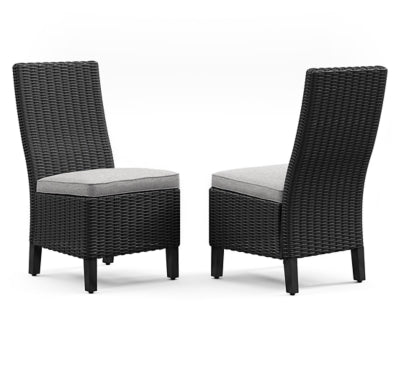 Beachcroft Outdoor Side Chair with Cushion (Set of 2) - Black/Light Gray