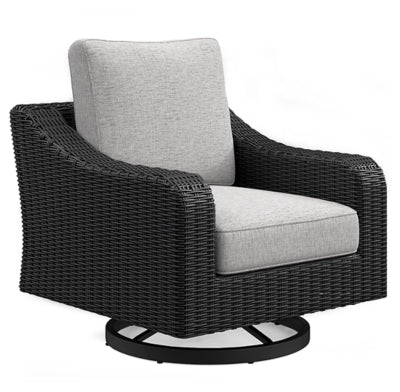 Sillón giratorio de exterior Beachcroft con cojín - Negro/Gris claro