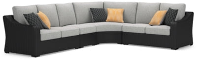 Seccional de exterior de 4 piezas Beachcroft - Negro/Gris claro