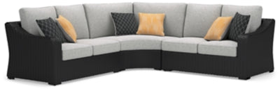Seccional de exterior de 3 piezas Beachcroft - Negro/Gris claro