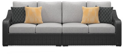 Sofá de dos piezas para exteriores Beachcroft con cojín - Negro/Gris claro