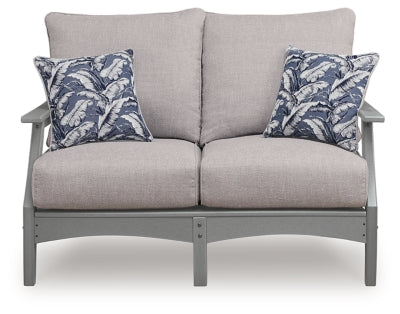 Lone View Bay Outdoor Loveseat with Cushion - Gray