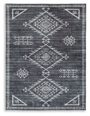 Arloman 5' x 7' Washable Rug - Black/Cream/Gray