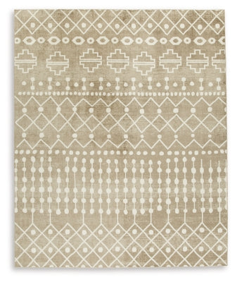 Bunchly 7'10" x 10'3" Washable Rug - Tan/Brown/Cream