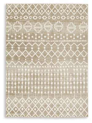 Bunchly 4'11" x 7'2" Washable Rug - Tan/Brown/Cream