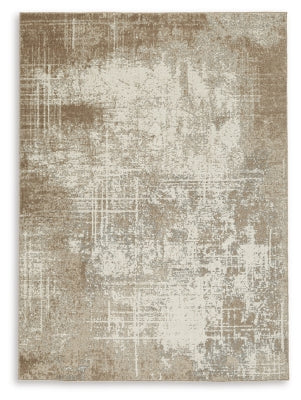Grifflain 5'1" x 7' Washable Rug - Tan/Brown/Gray