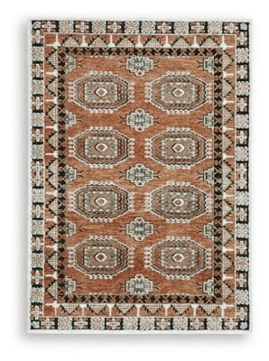 Qaabiz 5' x 7' Area Rug - Sienna/Ivory/Black