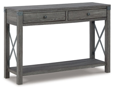 Freedan Sofa/Console Table - Grayish Brown