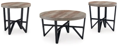 Deanlee Table (Set of 3) - Grayish Brown/Black