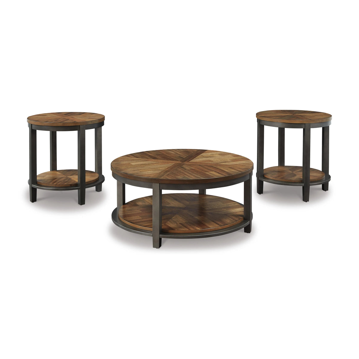 Mesa Roybeck (juego de 3) - Marrón claro/bronce