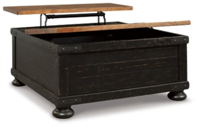 Mesa de centro Valebeck con tapa elevable - Negro/Marrón