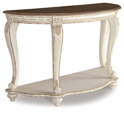 Mesa de sofá Realyn - Blanco/Marrón