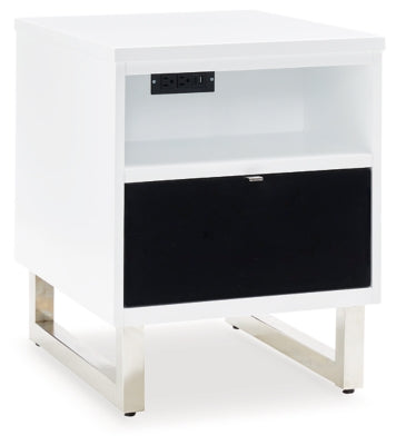 Gardoni Chairside End Table - White/Black