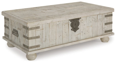Carynhurst Coffee Table with Lift Top - White Wash Gray
