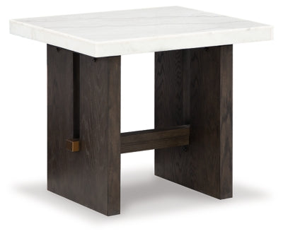 Burkhaus End Table - White/Dark Brown