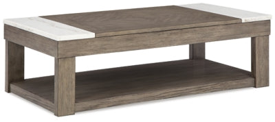 Mesa de centro elevable Loyaska - Marrón grisáceo/blanco
