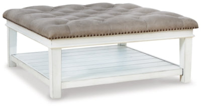 Kanwyn Upholstered Ottoman Coffee Table - Whitewash