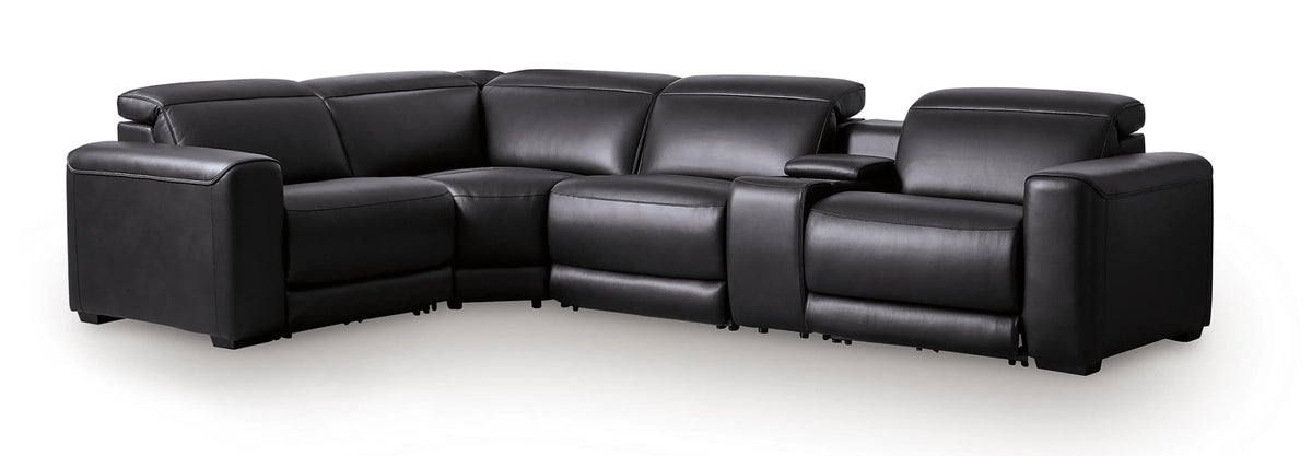 Rally-Up 5-Piece Power Reclining Sectional with Console - Onyx