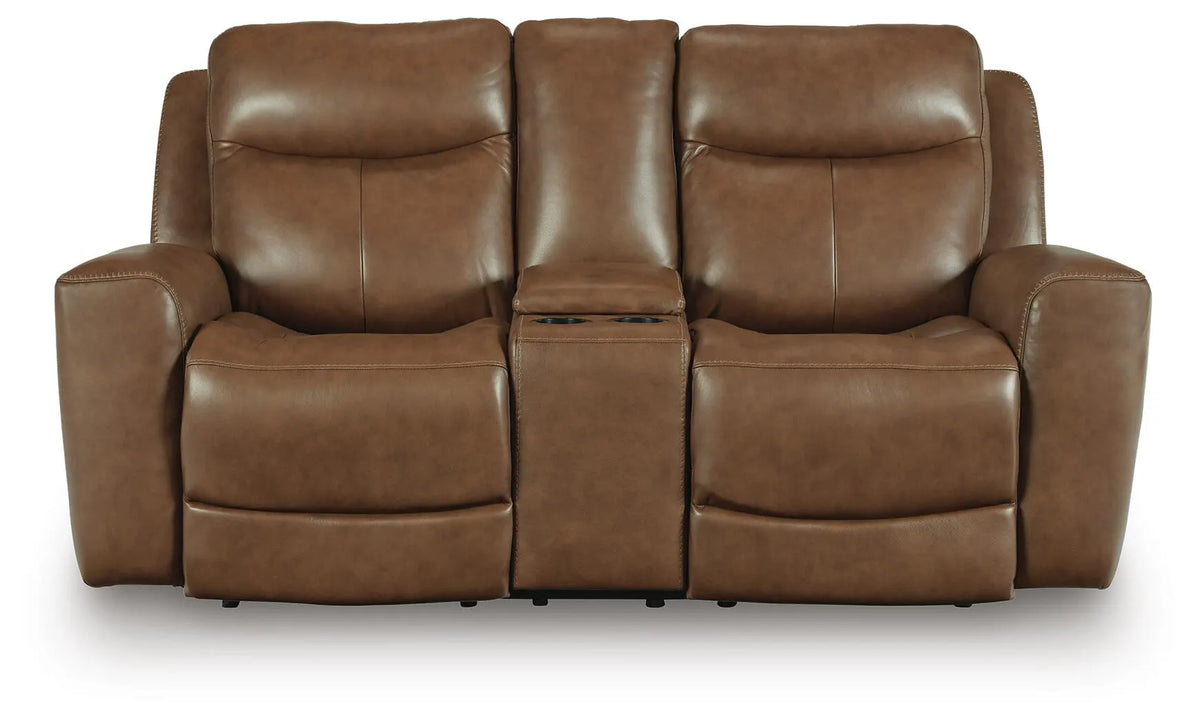 Momentum Moves Power Reclining Loveseat with Console - Amber