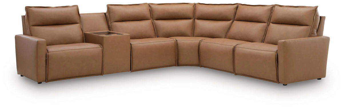 Arrington 6-Piece Power Reclining Sectional with Console - Butternut