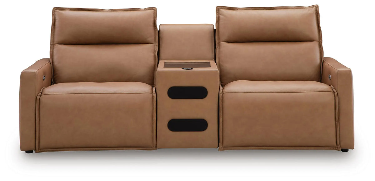 Arrington 3-Piece Power Reclining Sectional with Audio Console - Butternut