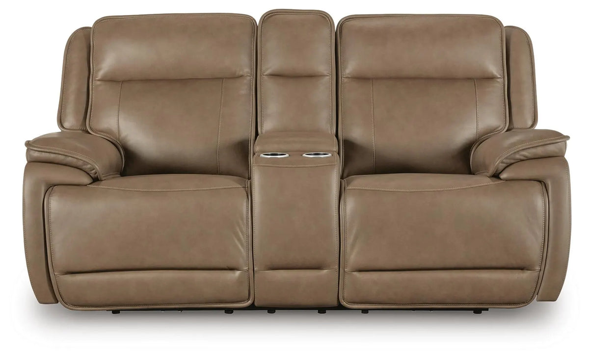 Malcesine Power Reclining Loveseat with Console - Sahara