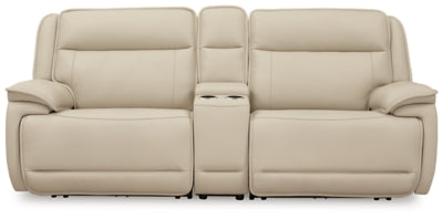 Sofá seccional reclinable eléctrico de 3 piezas con consola Double Deal