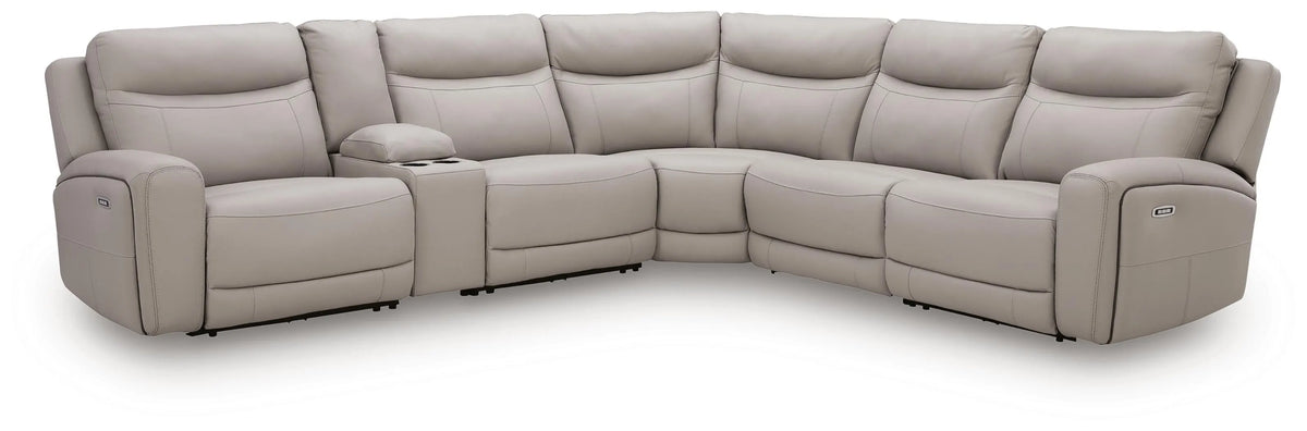 Gravier 6-Piece Power Reclining Sectional with Storage Console - Gray