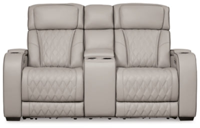 Boyington Power Reclining Loveseat with Console - Gray