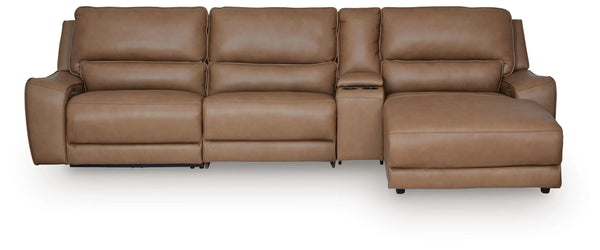 Silverbrooke 4-Piece Reclining Sectional with Chaise and Storage Console