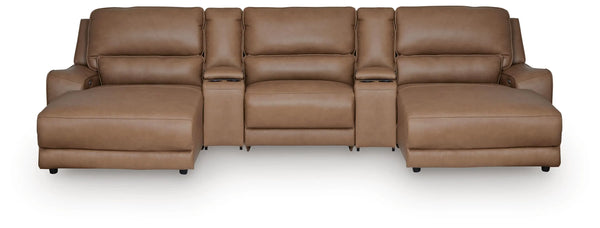 Silverbrooke 5-Piece Reclining Sectional with Double Chaise and Storage Consoles