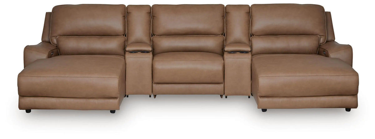 Silverbrooke 5-Piece Power Reclining Sectional with Chaise - Caramel