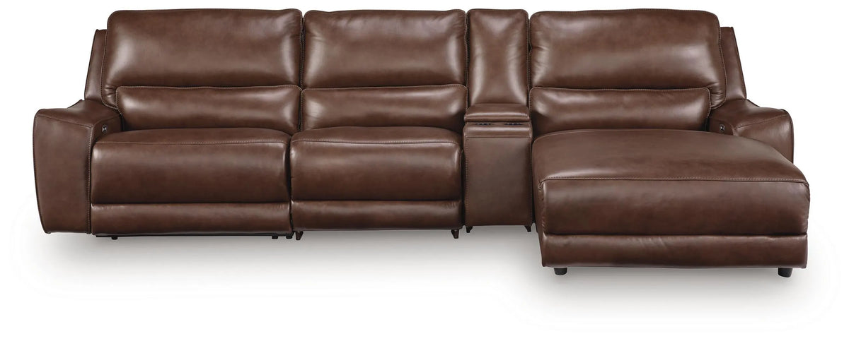 Silverbrooke 4-Piece Reclining Sectional with Chaise and Storage Console - Canyon