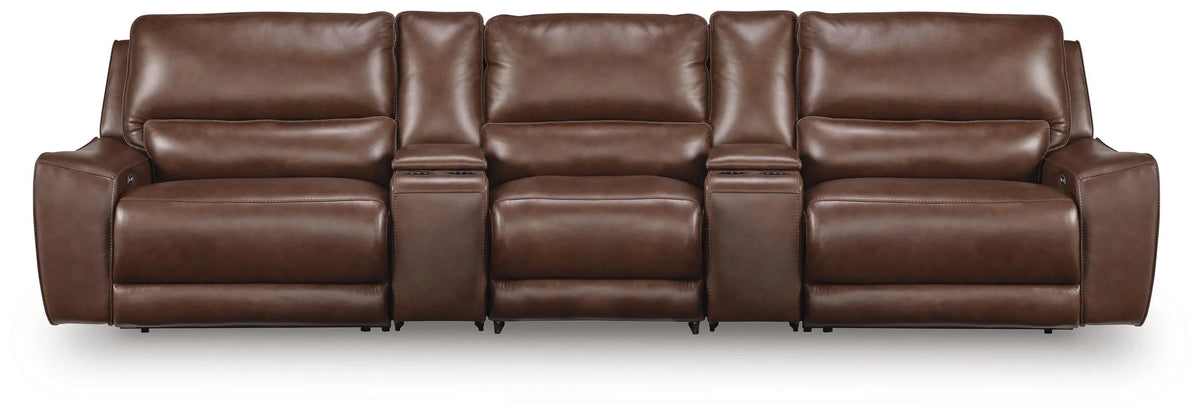 Silverbrooke 5-Piece Reclining Sectional with Storage Consoles - Canyon