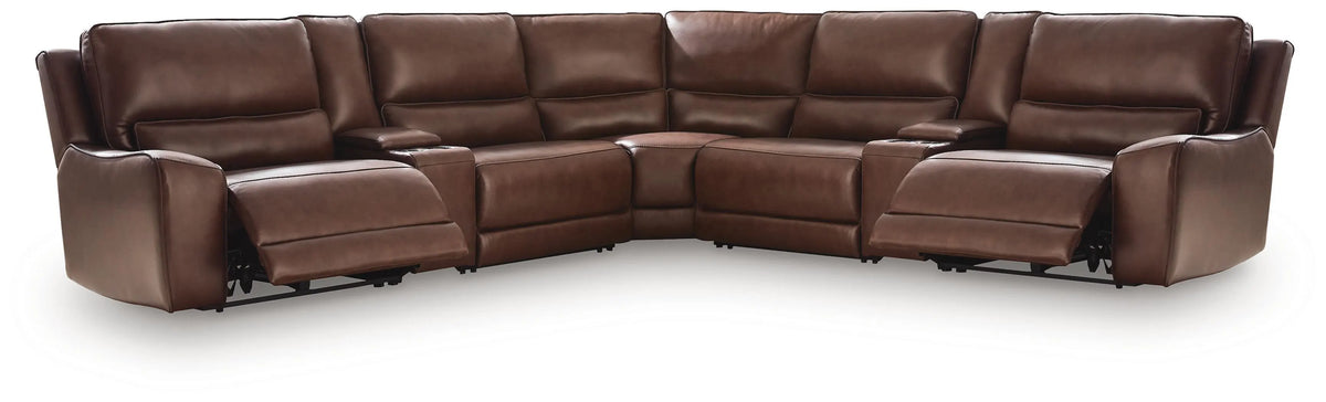 Silverbrooke 7-Piece Reclining Sectional with Storage Consoles - Canyon