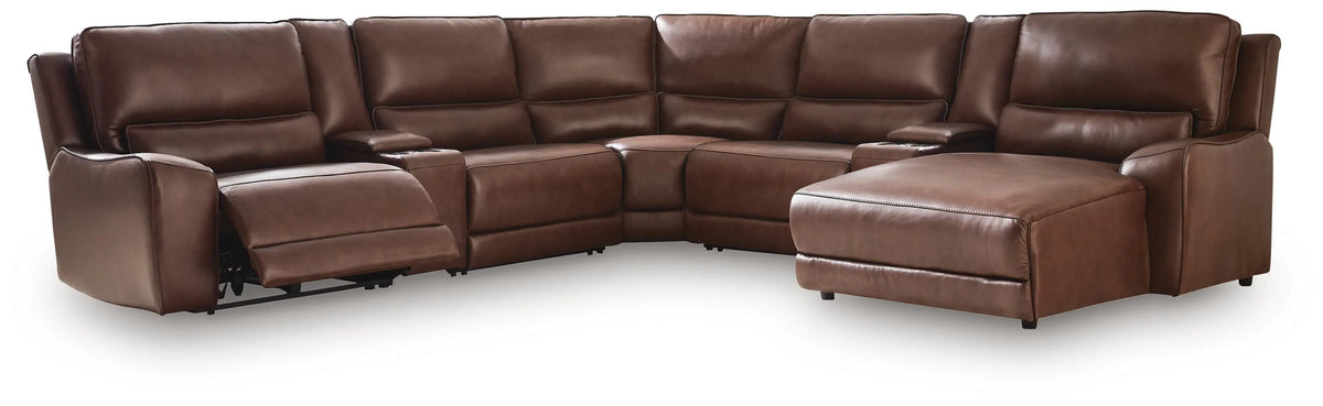 Silverbrooke 7-Piece Reclining Sectional with Chaise and Storage Consoles - Canyon