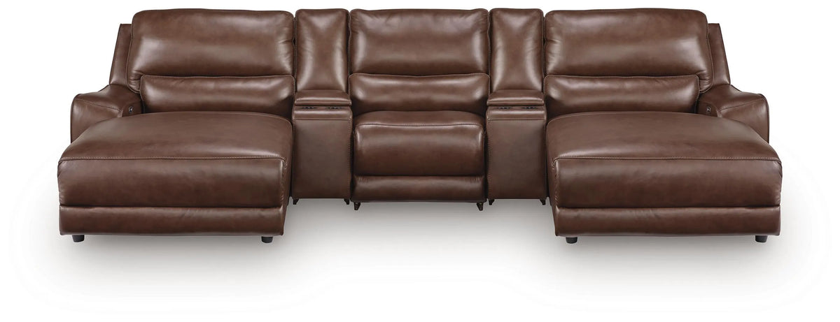 Silverbrooke 5-Piece Reclining Sectional with Double Chaise and Storage Consoles - Canyon