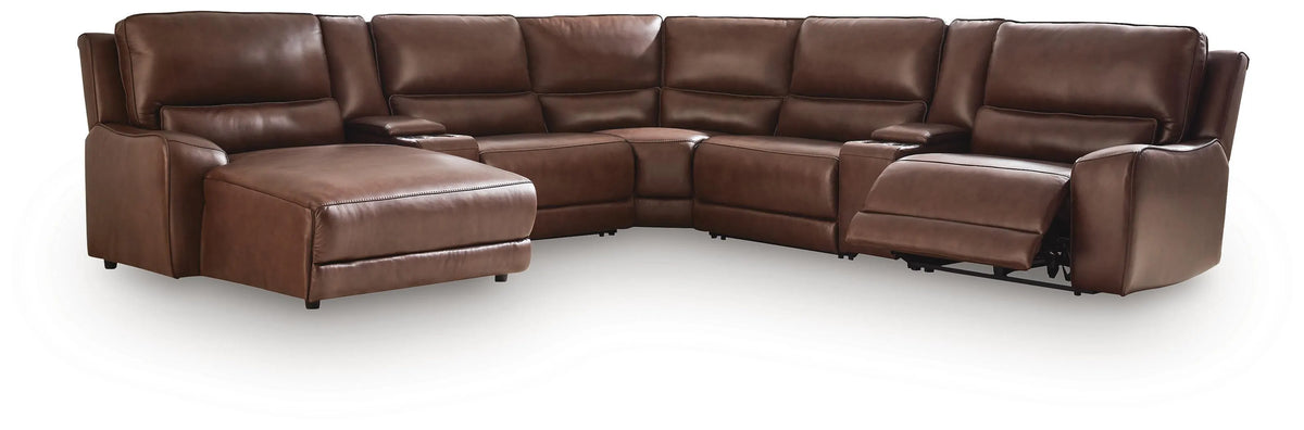 Silverbrooke 7-Piece Reclining Sectional with Chaise and Storage Consoles - Canyon