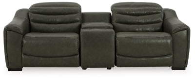 Center Line 3-Piece Power Reclining Loveseat with Console - Dark Gray
