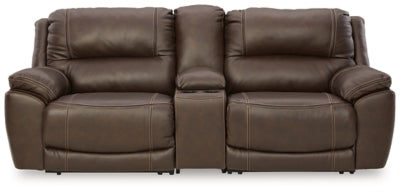 Dunleith 3-Piece Power Reclining Loveseat with Console - Chocolate
