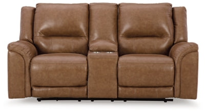 Trasimeno Power Reclining Loveseat with Console - Caramel