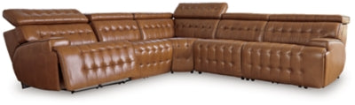 Seccional reclinable eléctrico de 5 piezas Tempmpton - Chocolate