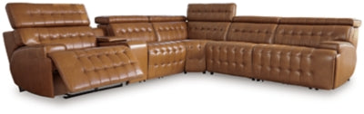 Temmpton 6-Piece Power Reclining Sectional - Chocolate