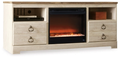 Willowton 64" TV Stand with Electric Fireplace - Whitewash