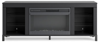 Cayberry 60" TV Stand with Electric Fireplace - Black